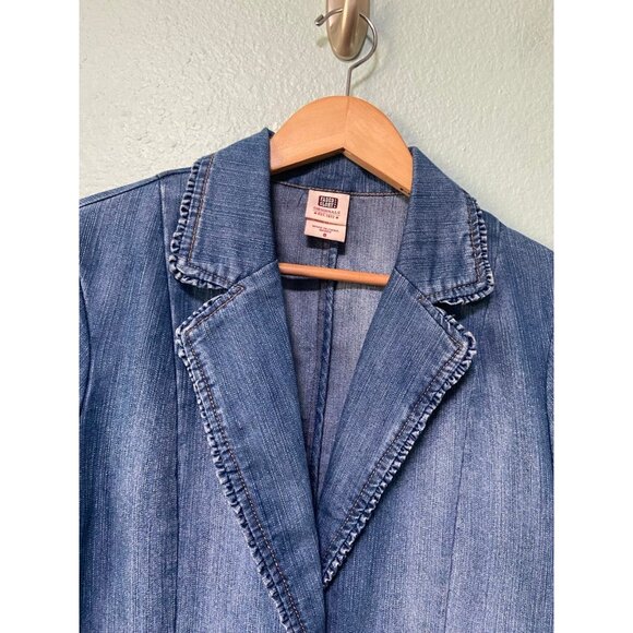 Faded Glory Women's Denim Y2K 2000s Button‎ Blazer Size 8 - Picture 6 of 10